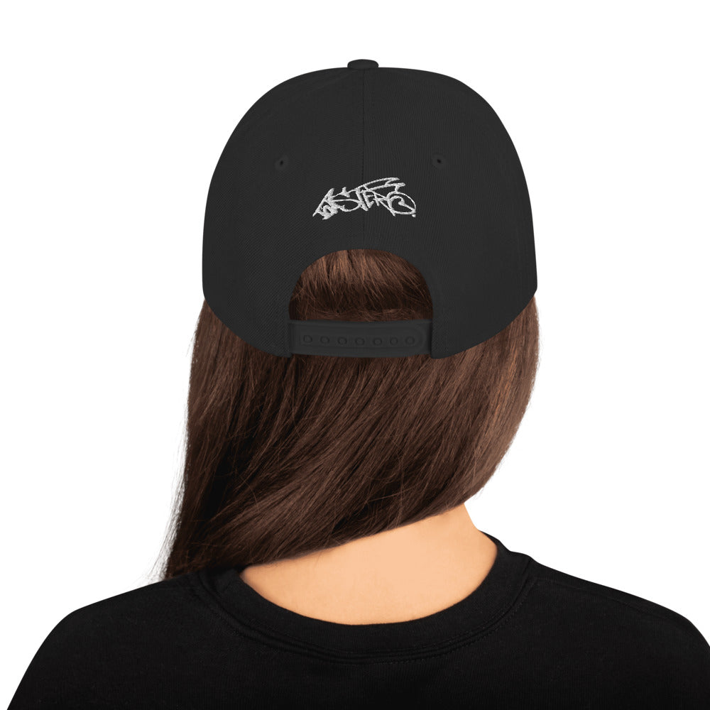Oversized White Logo Snapback Hat